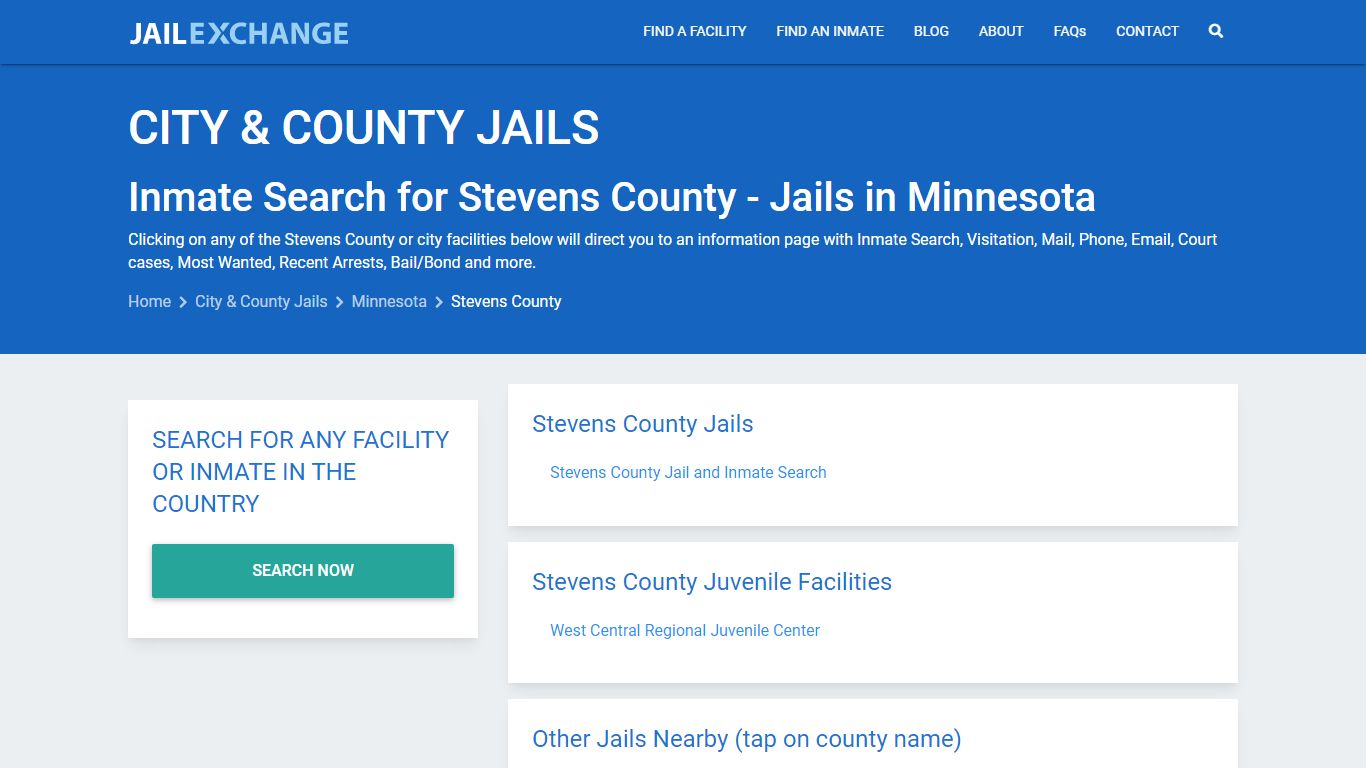 Inmate Search for Stevens County | Jails in Minnesota - Jail Exchange